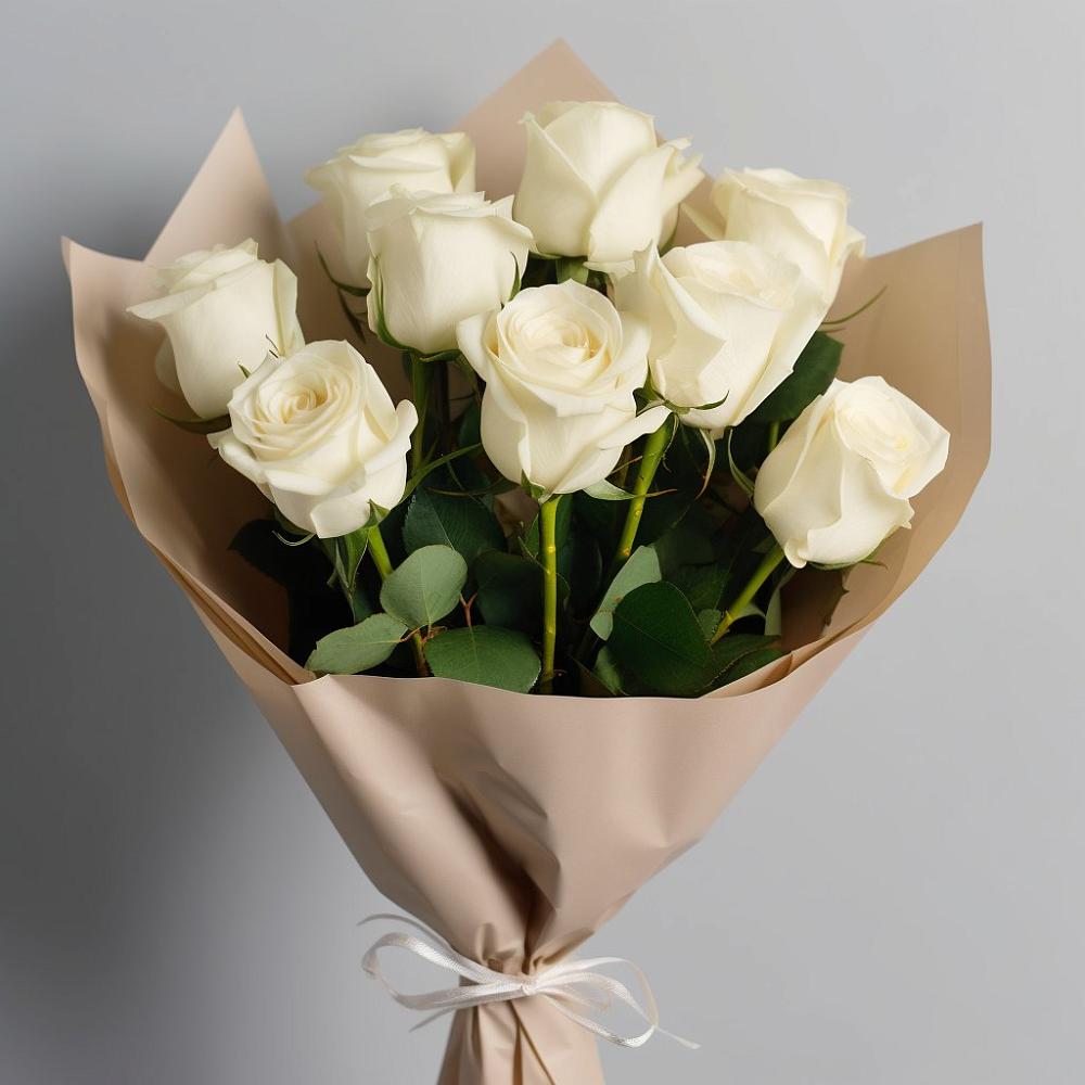 Букет 9 Белых роз Эдлесс Лав в Голынки