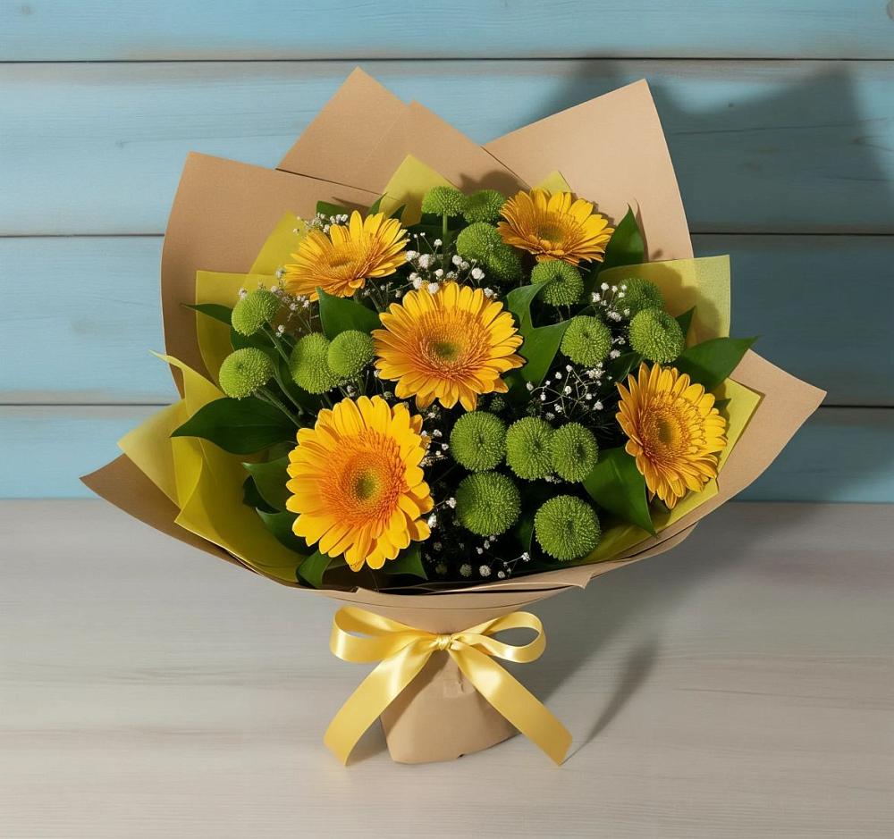 Букет цветов из: Герберы и Хризантемы в Голынки