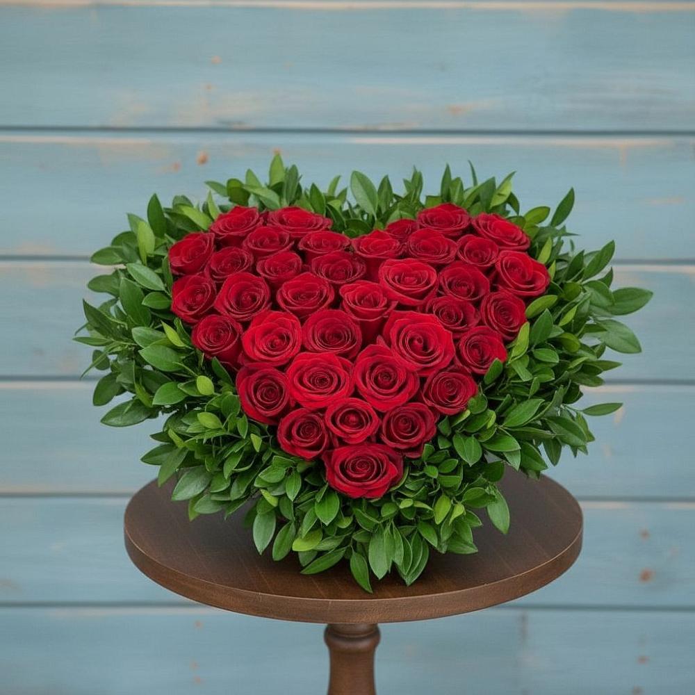 Цветочная композиция из Розы в виде сердца в Голынки