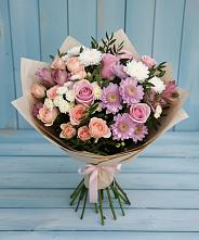 Букет цветов из:  Хризантемы, Розы и Альстромерии #REPLACE_PRED# Голынки