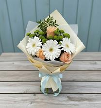 Букет цветов из:  Герберы, Розы и Хризантемы в Голынки