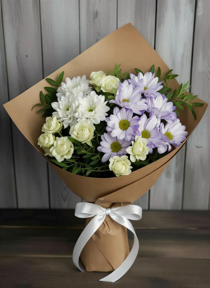 Букет цветов из: Хризантемы и Розы в Голынки